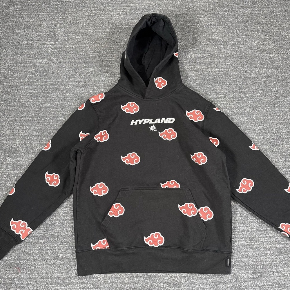 Naruto Akatsuki Hypland Hoodie Large Black Cloud All Over Print Sweatshirt 2002